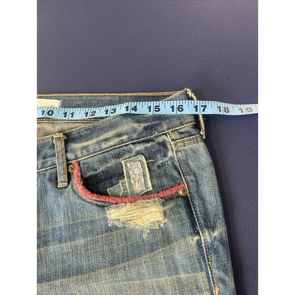 Abercrombie & Fitch Jeans 29 Patch Distressed Denim Raw Hem Mid Rise Boyfriend - Picture 5 of 12